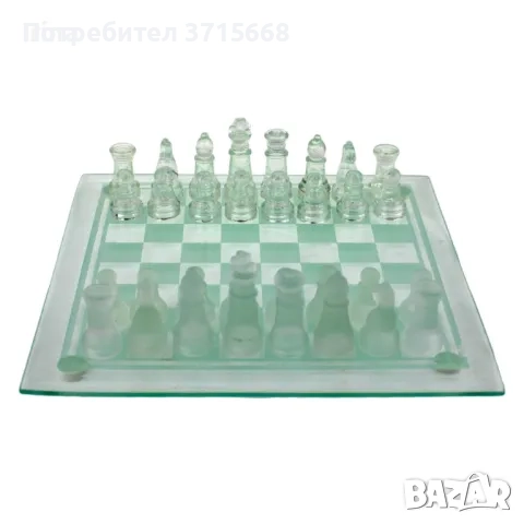 Стилен стъклен шах - малък 20см×20см, снимка 1
