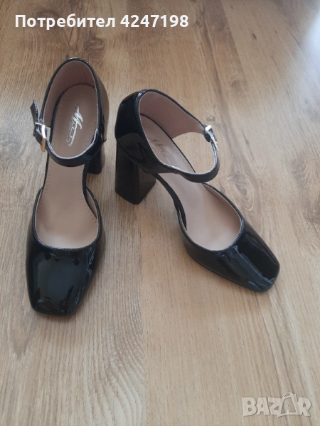 Нови черни обувки на висок ток. Номер 36, снимка 1