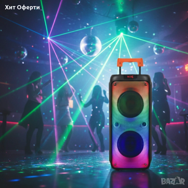 Преносима тонколона с микрофон и дистанционно управление, 40W мощност, Bluetooth, USB/SD и LED светл, снимка 1