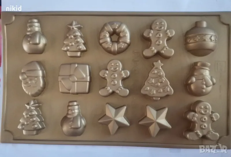 15 Коледни форми фигурки  елха топка звезда човече силиконов молд форма фондан шоколадови бонбони, снимка 1