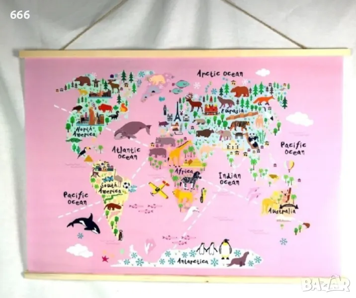 Декоративна карта за деца 88x62см, снимка 1