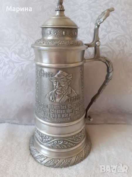 Халба от калай, височина 28 см,  Antik*Vintage#50 Запазено, снимка 1