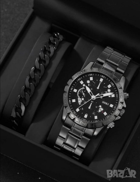 Мъжки стилен часовник с гривна, снимка 1