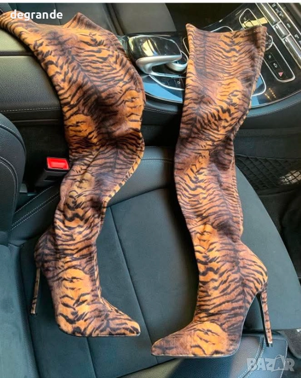 Дамски Ботуши Тигров Принт , снимка 1