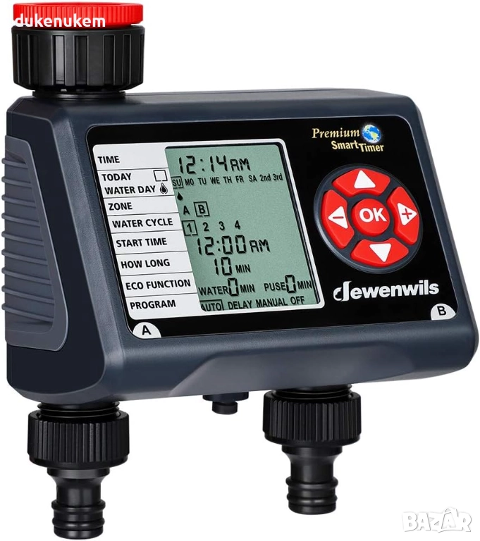 Програматор, таймер за напояване с 2 независими изхода и 4 програми за всяка зона, снимка 1