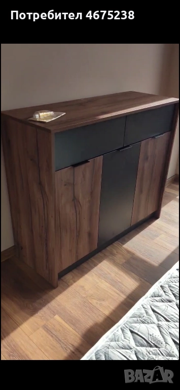 Нов скрин дървесен декор с тъмно сиви врати, снимка 1