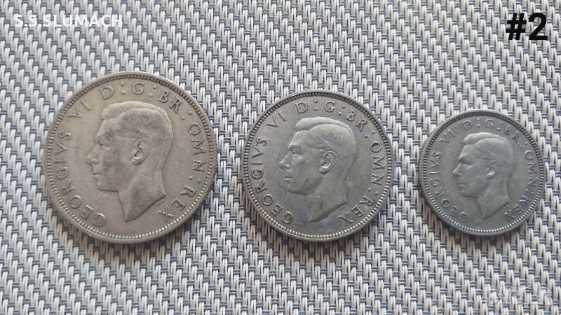   СРЕБЪРНИ МОНЕТИ 1940г 1,2 ШИЛИНГА и 1/2 крона, снимка 1