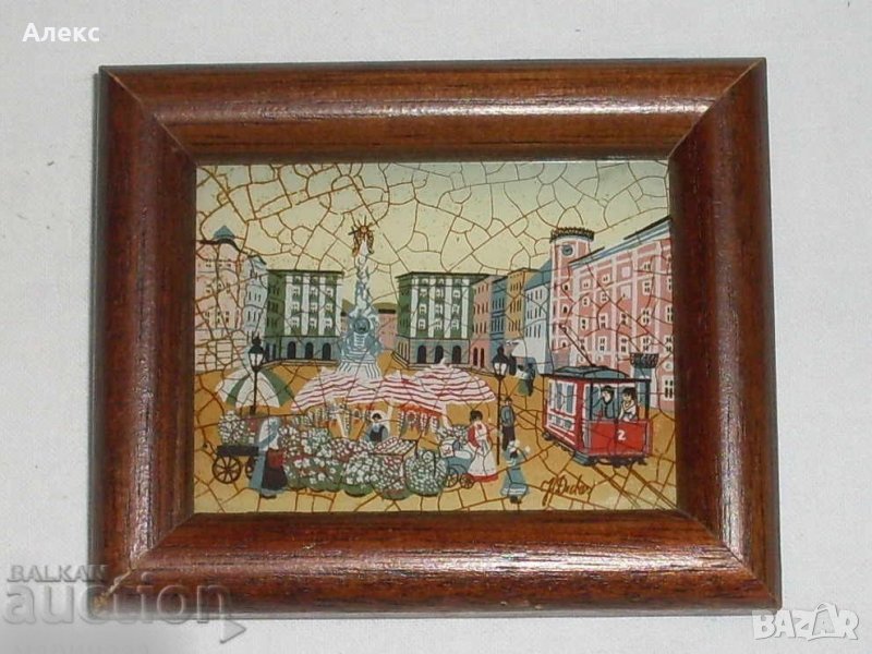 Ценна Миниатюра, Стъклопис, Австрия. Подписана!, снимка 1