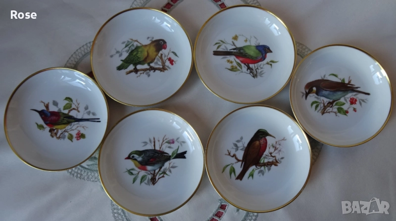 Винтидж! Комплект от шест чинийки с птици - Furstenberg , снимка 1