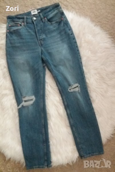 Накъсани дамски дънки светлосини, снимка 1