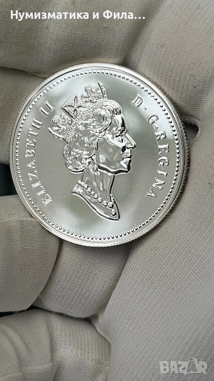 Сребърна монета Канада 1 долар 1990 година, снимка 1