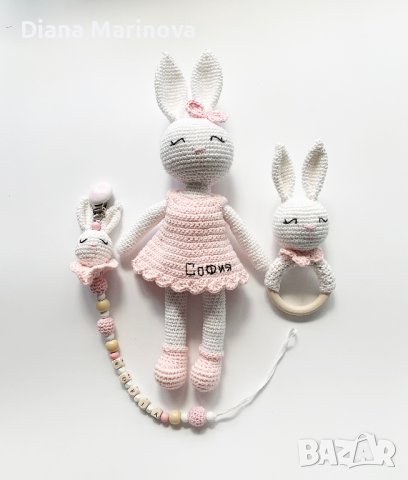 Плетени бебешки дрънкалки, гризалки, чесалки, детска играчка, подарък за бебе, снимка 6 - Дрънкалки и чесалки - 41223982