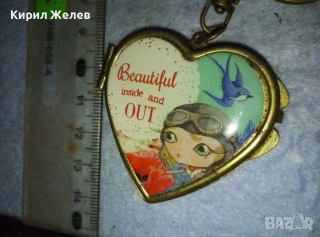 СЪРЦЕВИДНА БРОНЗОВА КУТИЙКА с КАРТИНКА - АРТ ВИСУЛКА за МОМИЧЕШКА ЧАНТА / КЛЮЧОДЪРЖАТЕЛ 38893, снимка 5 - Други ценни предмети - 42087851