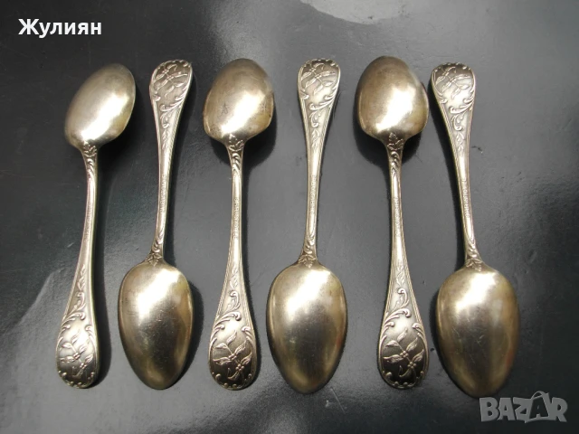 КОМПЛЕКТ ПОСРЕБРЕНИ ЛЪЖИЧКИ ЗА КАФЕ CHRISTOFLE A LOS MANDARINES , снимка 6 - Антикварни и старинни предмети - 50492391