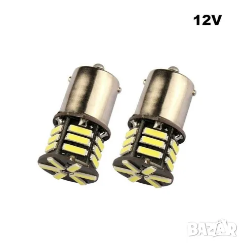 LED крушки BA15S 12V 21 SMD 2 броя с бяла светлина