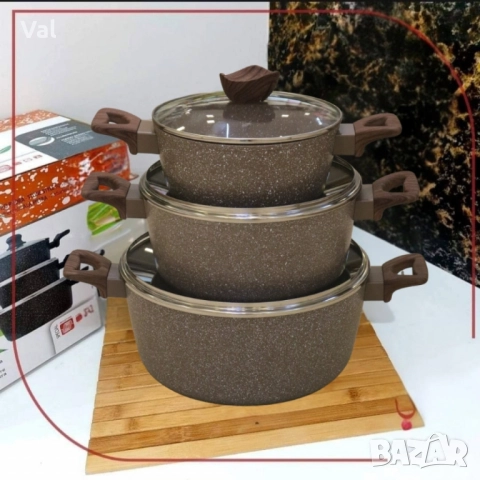 Комплект от три алуминиеви тенджери с капак, снимка 3 - Съдове за готвене - 52392839