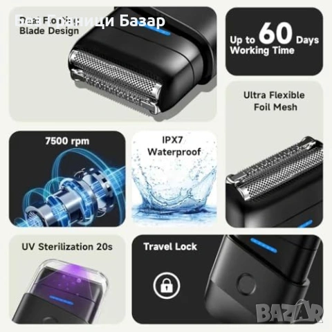 Нова мъжка фолиева Портативна електрическа самобръсначка 2 остриета, снимка 8 - Електрически самобръсначки - 53824478