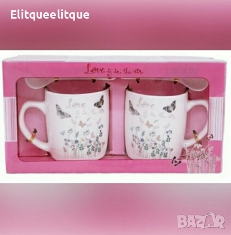 Комплект порцеланови чаши с лъжички, снимка 3 - Чаши - 52188272