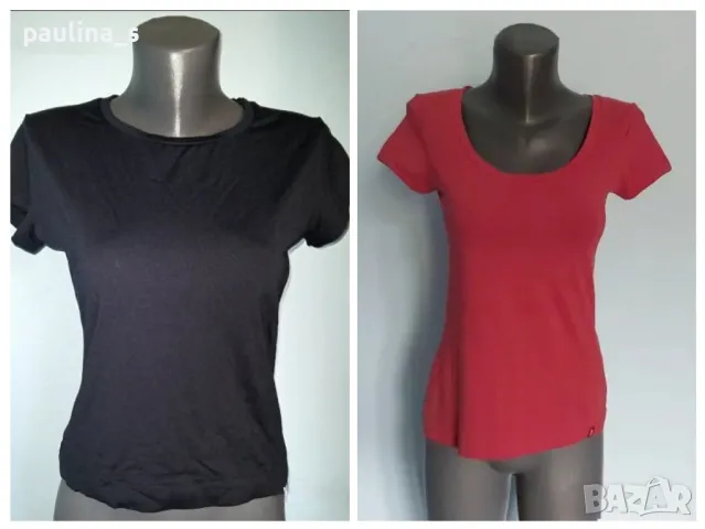 Два броя / "Esprit" Еластична блуза тип тениска / черна и червена / унисайз 