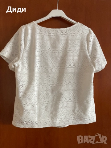 Дамска елегантна бяла блуза къс ръкав