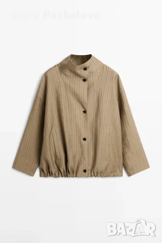 Раирано бомбър яке от лен на Massimo Dutti