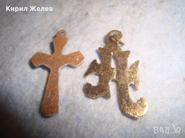 СТАРИ ПОЗЛАТЕНИ КРЪСТЧЕ РАЗПЯТИЕ и БУКВИЧКА А - АРТ ДЕКО МЕДАЛЬОН 26423, снимка 2 - Антикварни и старинни предмети - 36095172