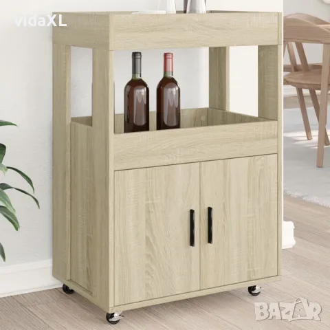 vidaXL Бар количка, дъб сонома, 60x39,5x89 см, инженерно дърво, снимка 2 - Бюфети - 56148264