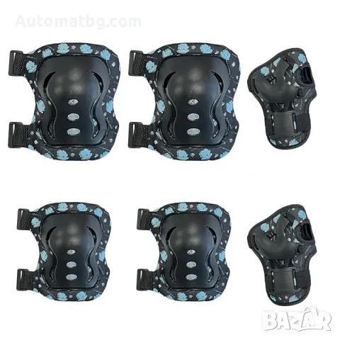 Детски наколенки и налакътници Automat, 6бр протектори, Черен 