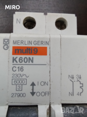  Прекъсвач MERLIN GERIN, Multi 9 K60N C16 16 AMP, снимка 6 - Ключове, контакти, щепсели - 36477964