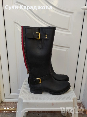 Стилни черни гумени ботуши, снимка 3 - Дамски ботуши - 53622254