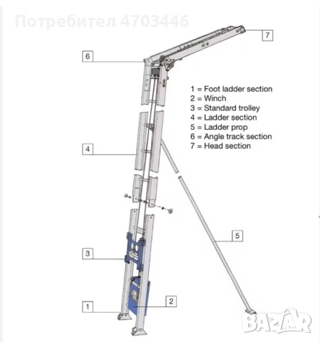 телфер, стълба за покриви, повдигач,вишка