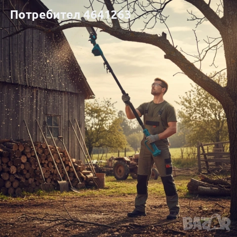 Комплект 3 в 1 от акумулаторна лозарска ножица, акумулаторен мини верижен трион и телескопичен прът, снимка 3 - Други инструменти - 53338186