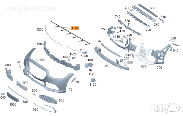 Инсталация предна броня A2235406243 S Klasse W223
