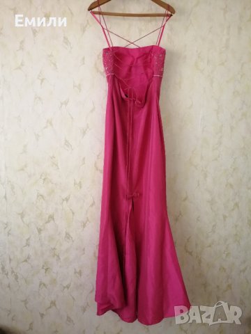 Дълга официална абитуриентска рокля с гол гръб, връзки и мъниста р-р M, L, снимка 7 - Рокли - 40375956
