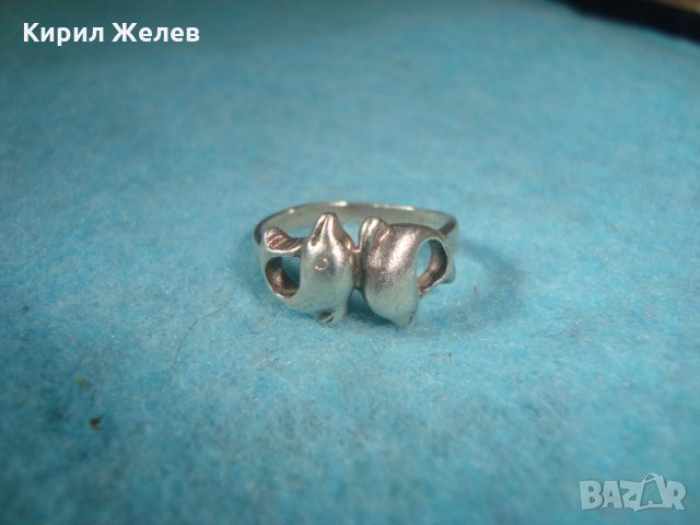 СТАР СРЕБЪРЕН ПРЪСТЕН СРЕБРО 925 ДЕЛФИНЧЕТА РЪЧНА ХУДОЖЕСТВЕНА МАЙСТОРСКА ИЗРАБОТКА АНГЛИЯ 25966, снимка 4 - Пръстени - 35746656