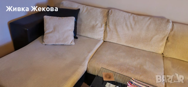 диван кадифе и кожа спешно, снимка 3 - Дивани и мека мебел - 53752387
