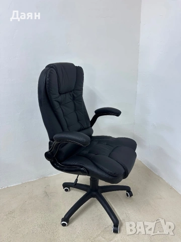 Ергономичен офис стол HOMCOM, сгъваеми подлакътници, функция накланяне, снимка 6 - Столове - 53164294