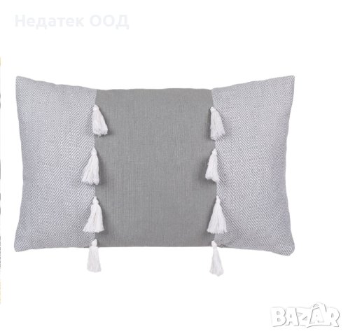 Декоративна  възглавница, Rhombus Design, 50x30cм, Сива/ бяла