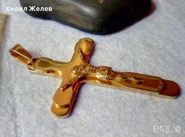 ПОЗЛАТЕНО НАГРЪДНО РАЗПЯТИЕ КРЪСТ от БЛАГОРОДНА СТОМАНА с ОРНАМЕНТИКА 45603, снимка 5 - Колиета, медальони, синджири - 48444866