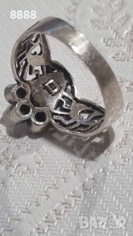 Vintage сребърен пръстен 925 с котешко око , снимка 9 - Пръстени - 44406188