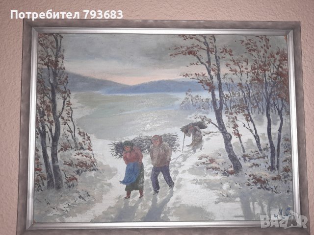Зимна картина , снимка 1 - Картини - 44313125