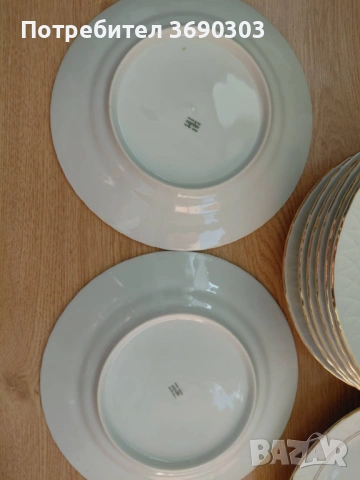 Български порцелан Мрежеста Изида златен кант, 10 броя чинии за основно 23 см, по 3 евро за брой, снимка 7 - Чинии - 53779713