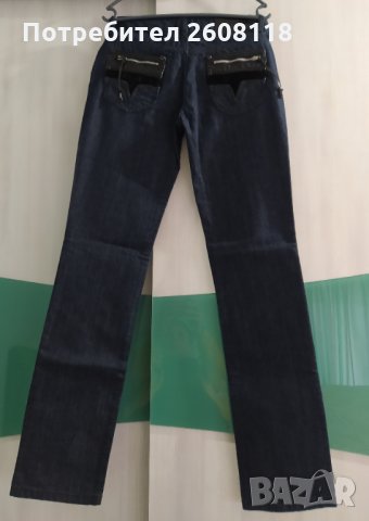 Дамски дънки Emporio Armani НОВИ – кожени детайли, дълги – размер 28, снимка 6 - Дънки - 34462821