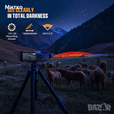 Бинокъл за нощно виждане CIGMAN CNV01, голям екран 3.99", батерия 5000mAh до 18 часа, голяма бленда , снимка 6 - Екипировка - 53125783