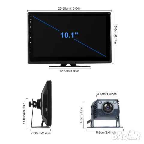 10.1" Монитор Android DVR 6 Камери за камион, тир, комбайн, бус, CarPlay, Android Auto, мултимедия, снимка 13 - Аксесоари и консумативи - 56057136