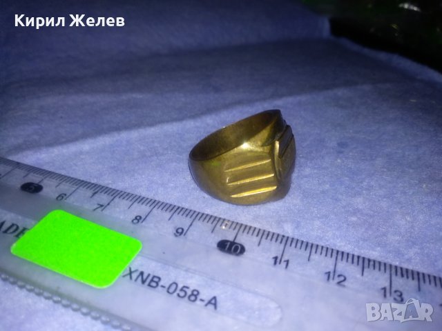 СТАР МАСИВЕН БРОНЗОВ РЕТРО ПРЪСТЕН с ПОЗЛАТА и ПЕЧАТИ 585 и 14К МАЙСТОРСКИ За КОЛЕКЦИЯ 36993, снимка 4 - Антикварни и старинни предмети - 39723243