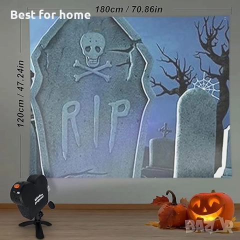 Холограмен проектор YGBrand за Хелоуин, коледна украса,12 филма, снимка 6 - Друга електроника - 52807786