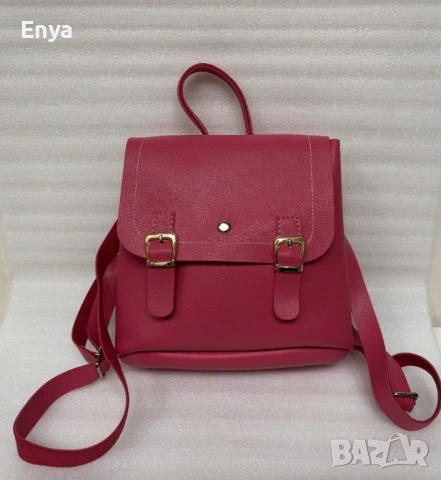 Малка дамска раничка от еко-кожа - цвят фуксия