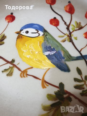 Ръчно рисувана чиния за стена с подпис от автора, снимка 2 - Антикварни и старинни предмети - 38722343