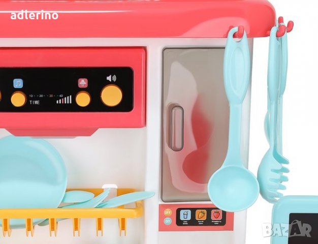 Игра Детска кухня , 72 см, много аксесоари и прибори, детска кухня, кухня за кукли, червена, снимка 9 - Играчки за стая - 34164438